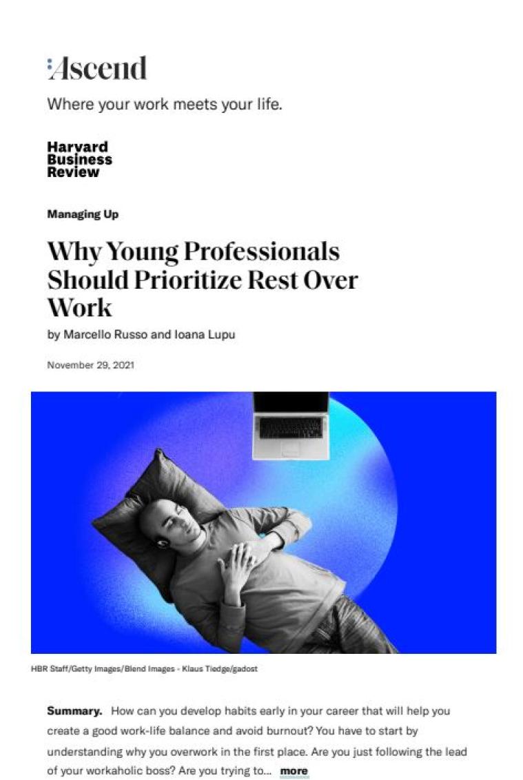 Why Young Professionals Should Prioritize Rest Over Work