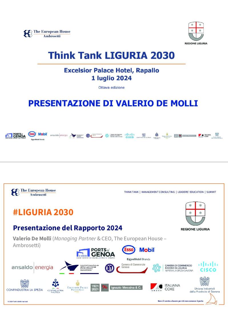 Presentazione di Valerio De Molli - Liguria 2030 - Ottava edizione