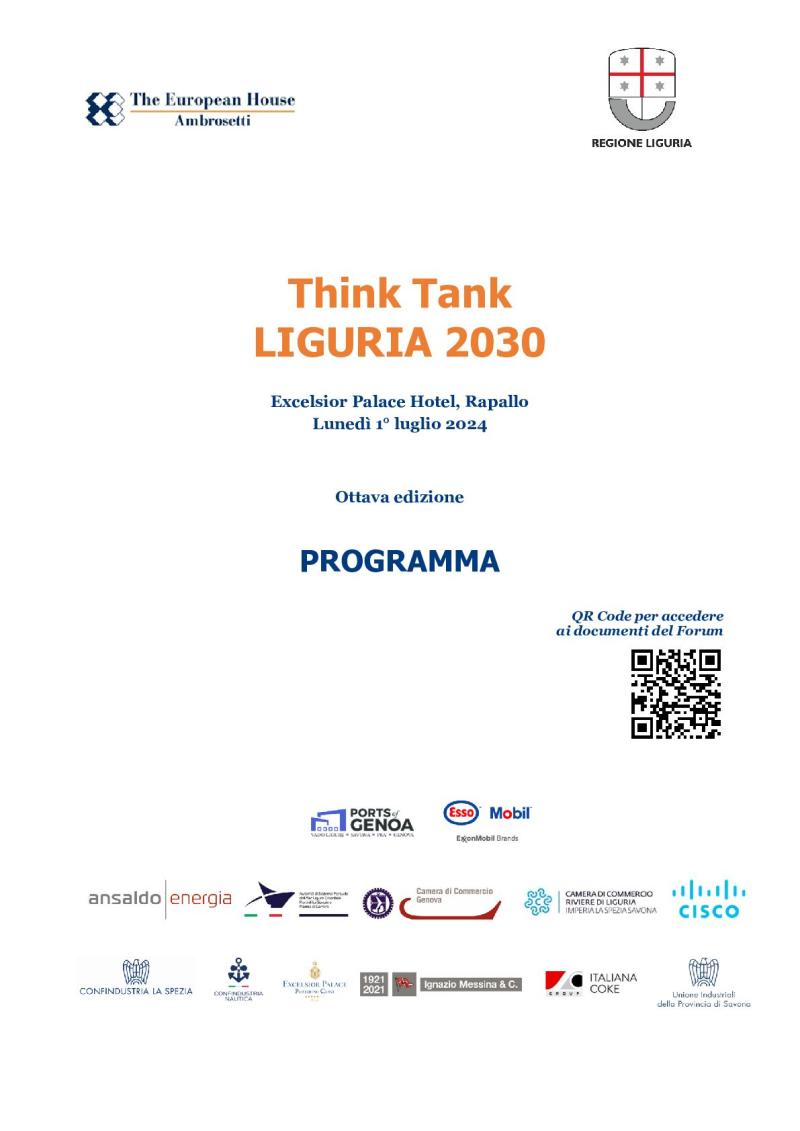 Programma - Think Tank Liguria 2030 - Ottava edizione