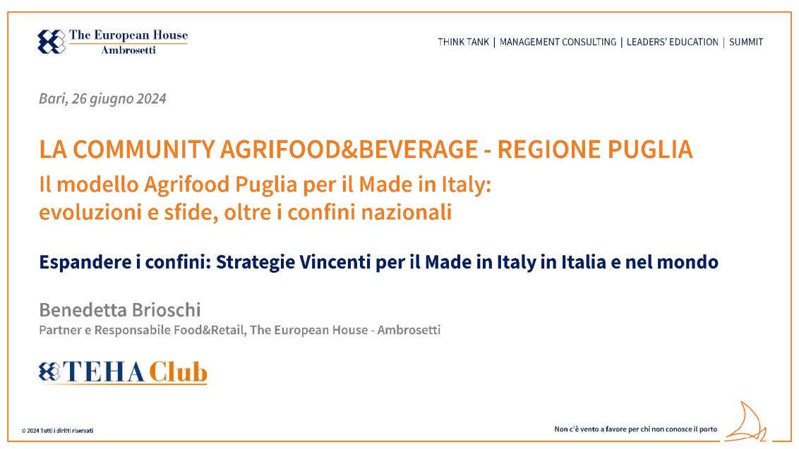 Presentazione di Benedetta Brioschi - Espandere i confini. Strategie Vincenti per il Made in Italy in Italia e nel mondo