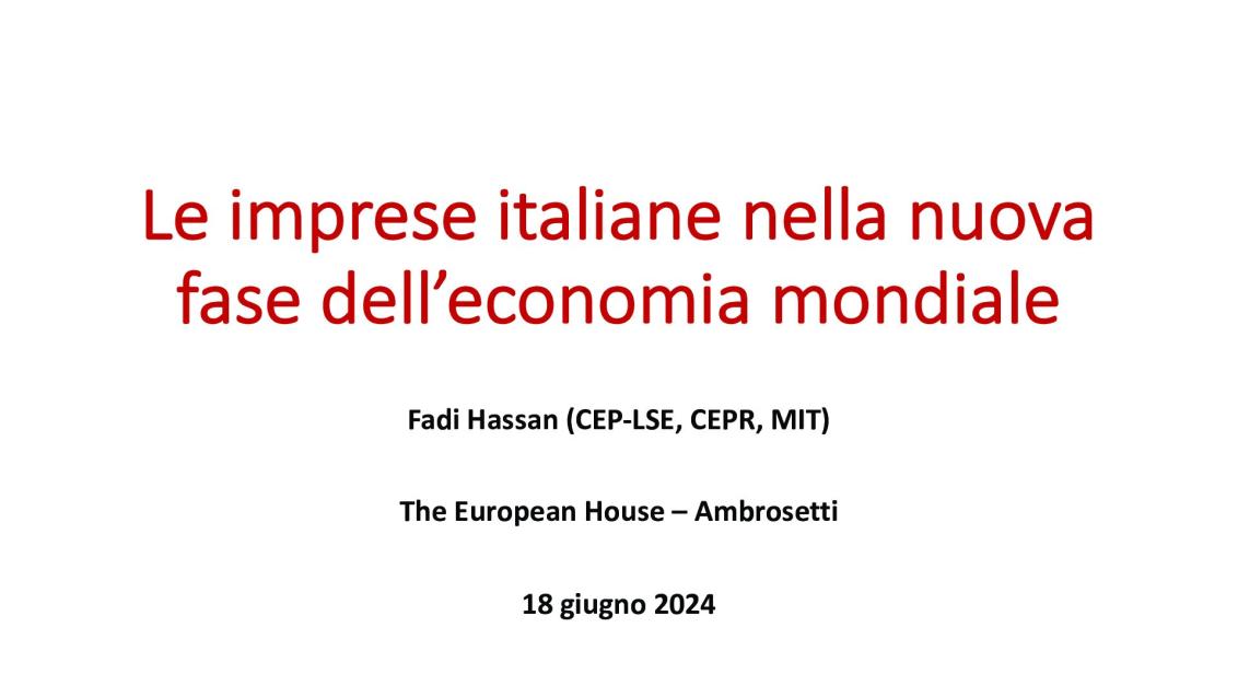 Le imprese italiane nella nuova fase dell’economia mondiale